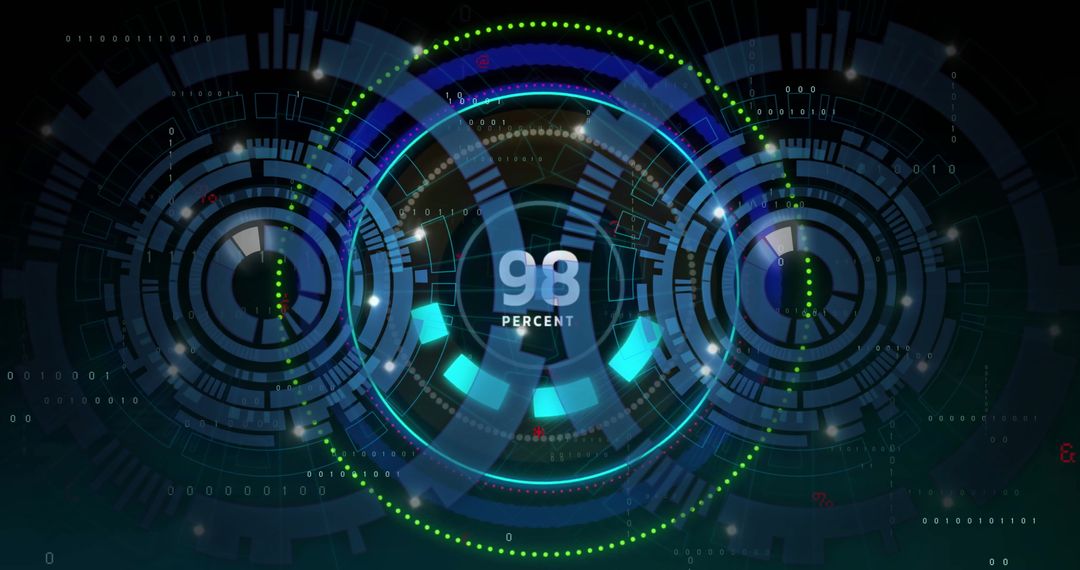 Futuristic Digital Loading Visualization with Percent Progress