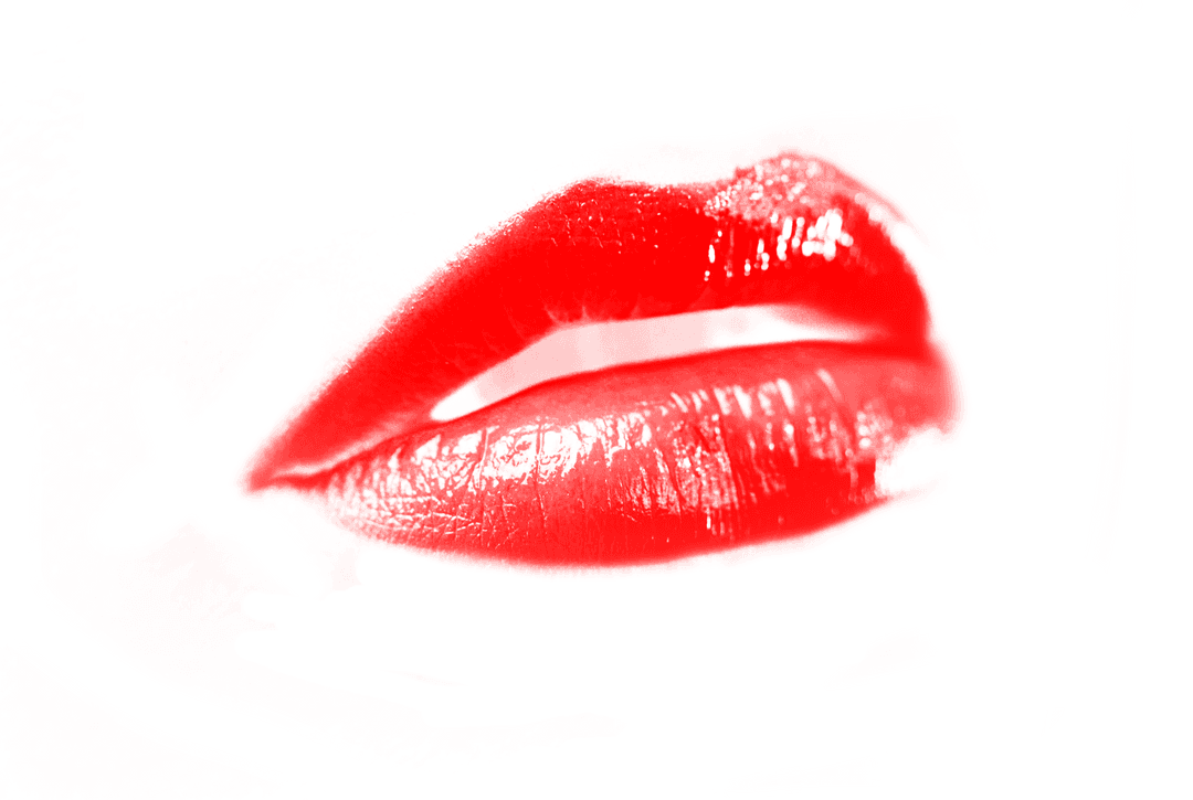 Transparent Abstract Art of Voluminous Red Lips Close Up