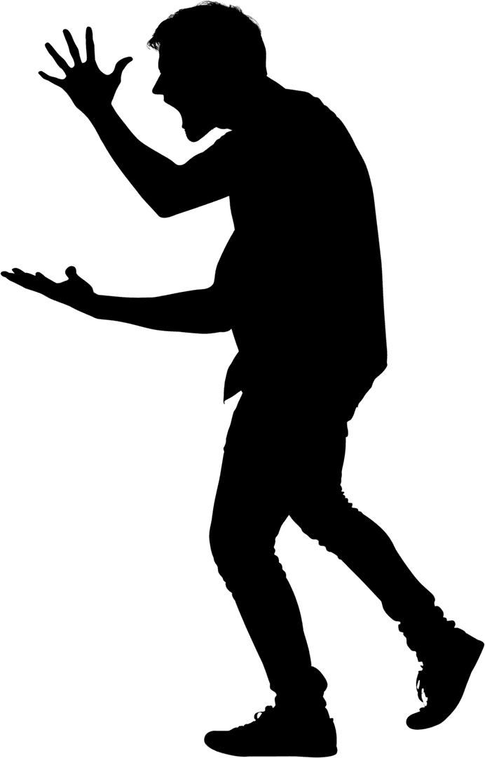 Transparent Silhouette of a Shouting Man in Profile