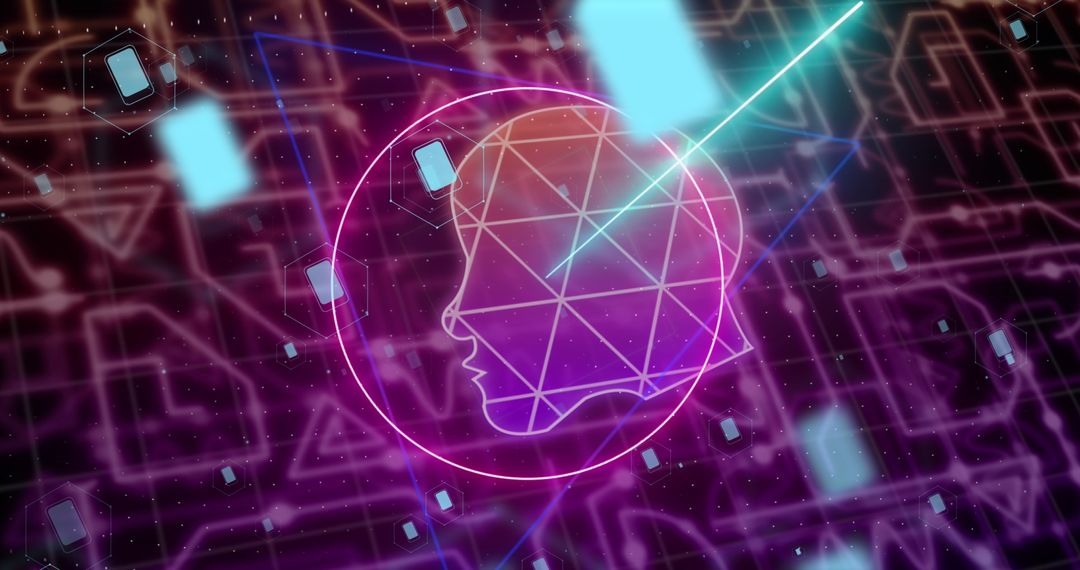 Abstract Human Face Geometry Digital Technology Background