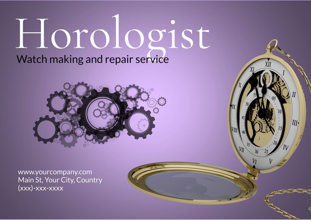 Elegant Pocket Watch For Horology Service Advertisement - Download Free Stock Templates Pikwizard.com