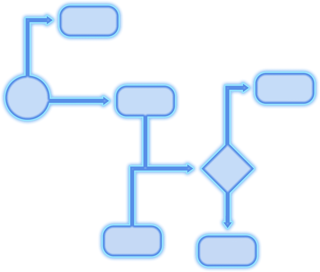Blue Transparent Network Diagram with Arrow Flow