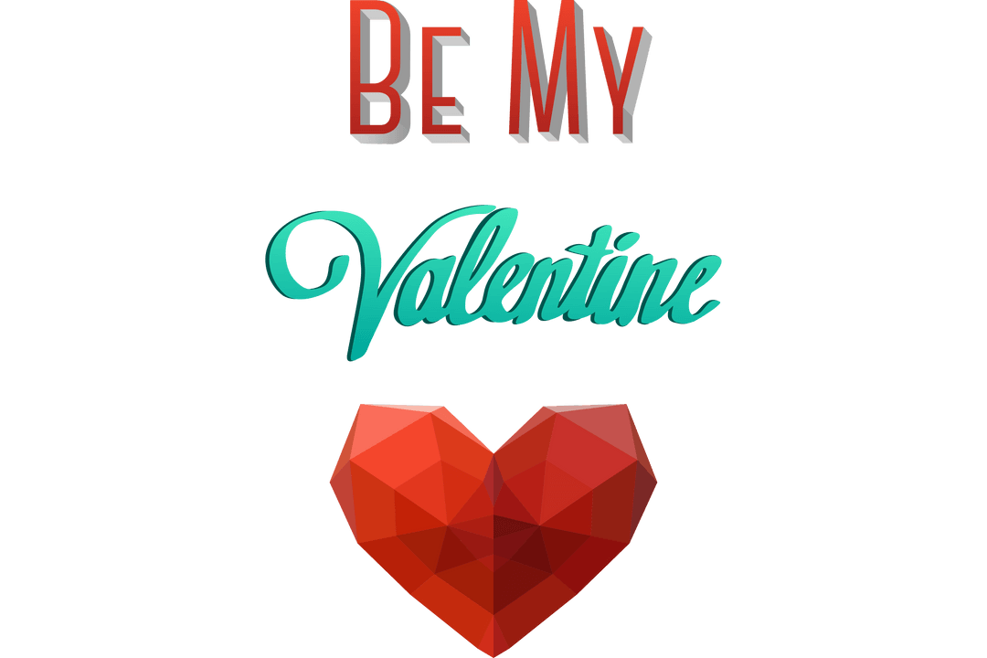 Be My Valentine Polygon Heart Transparent Graphic Art