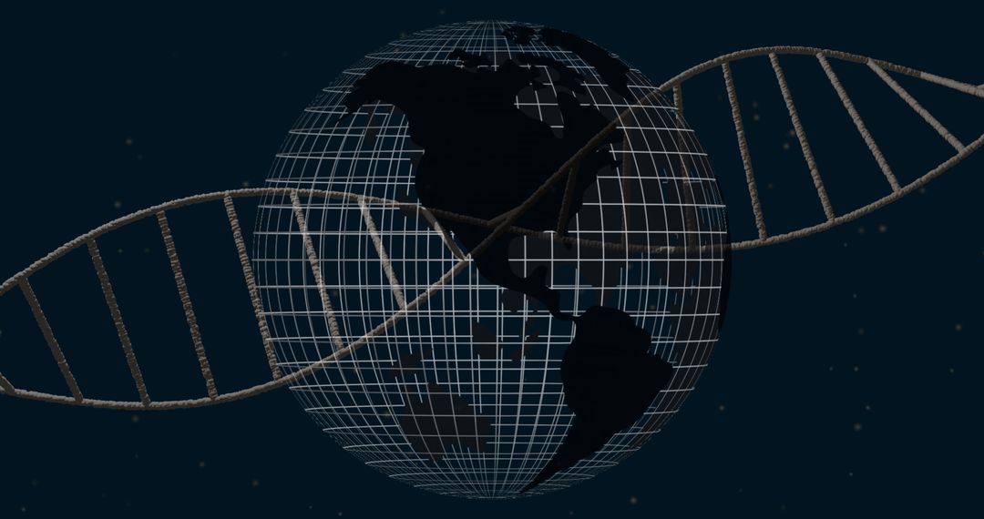Global Innovation Concept with Wireframe Globe and DNA Helix