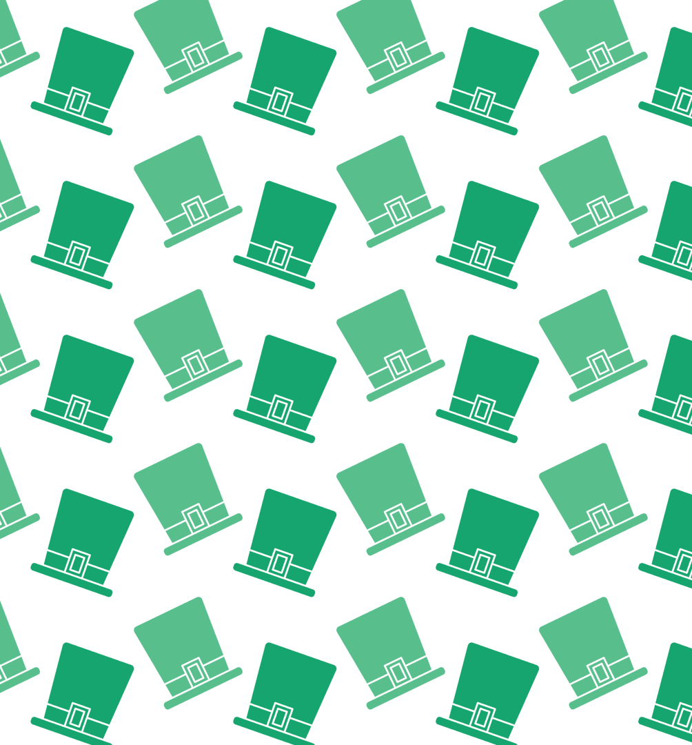 St. Patrick's Day Hats Pattern on Transparent Background