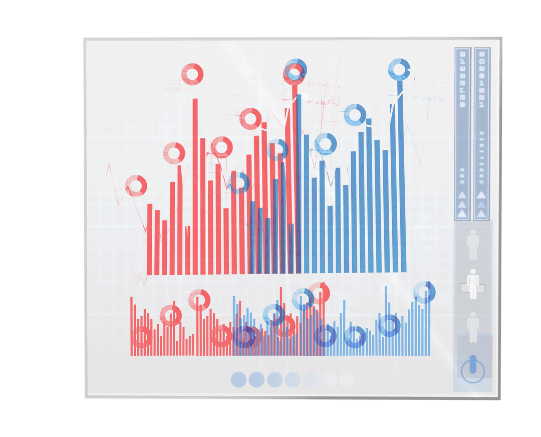 Transparent Digital Data Interface with Red and Blue Bar Charts - Download Free Stock Images Pikwizard.com