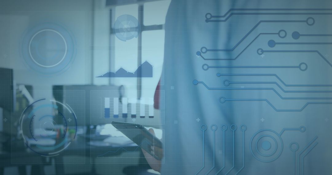 Business Professional Analyzing Data with Smartphone in Modern Office