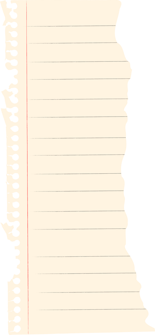Torn Transparent Notebook Page with Perforations and Margin