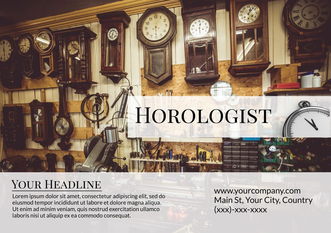 Horologist Workshop Displaying Vintage Clocks and Craftsmanship
