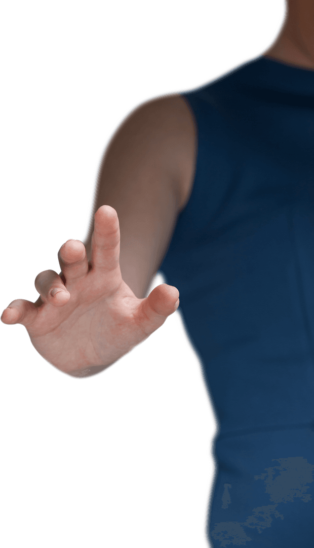 Woman's Hand Reaching Out to Touch Transparent Screen Concept