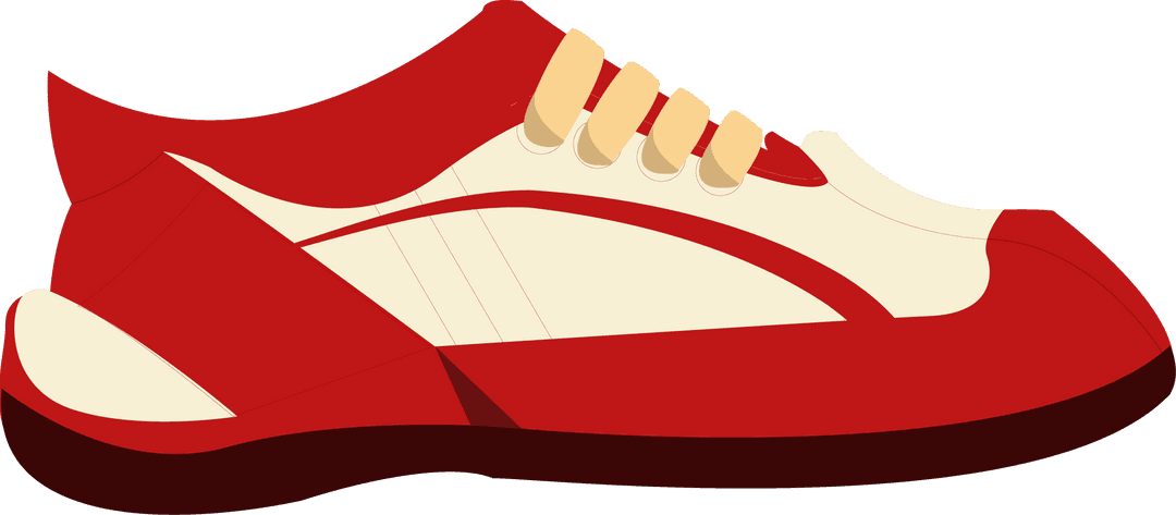 Red and Cream Sneaker Icon with Transparent Background Flat Design