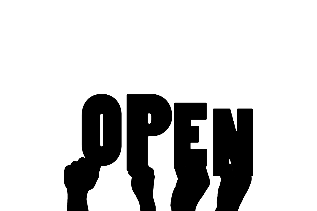 Open Text With Hands on Transparent Background Vector