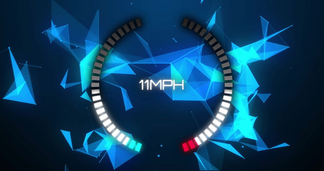 Futuristic Speedometer Display in Geometric Blue Background