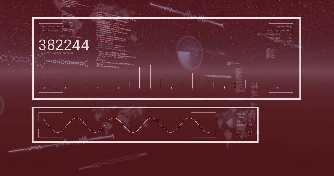 Futuristic data analytics display in red context
