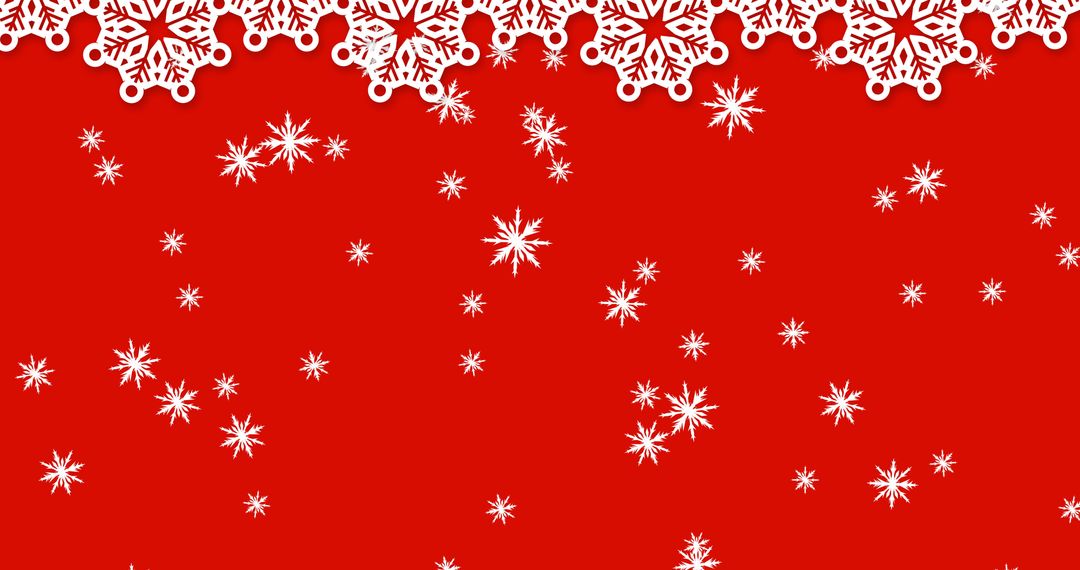 White Snowflakes on Red Background Winter Design