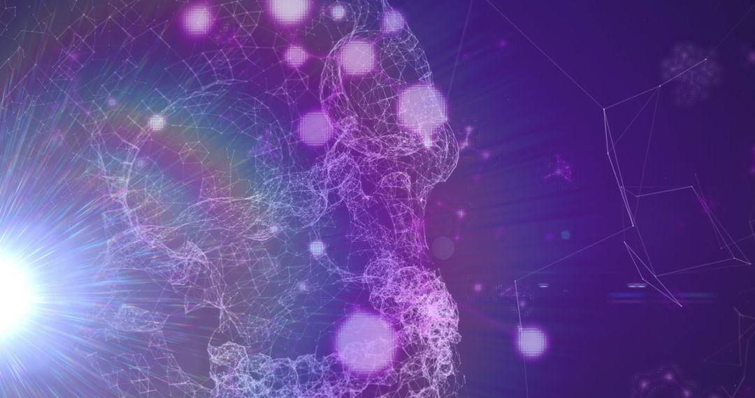 Futuristic Skull with Network Connections in Digital Blue