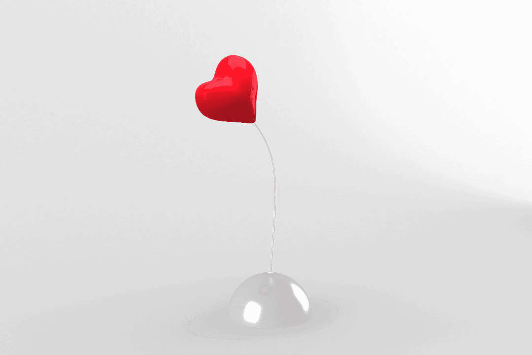 Heart Stand Sculpture on Transparent Background Expressing Romance