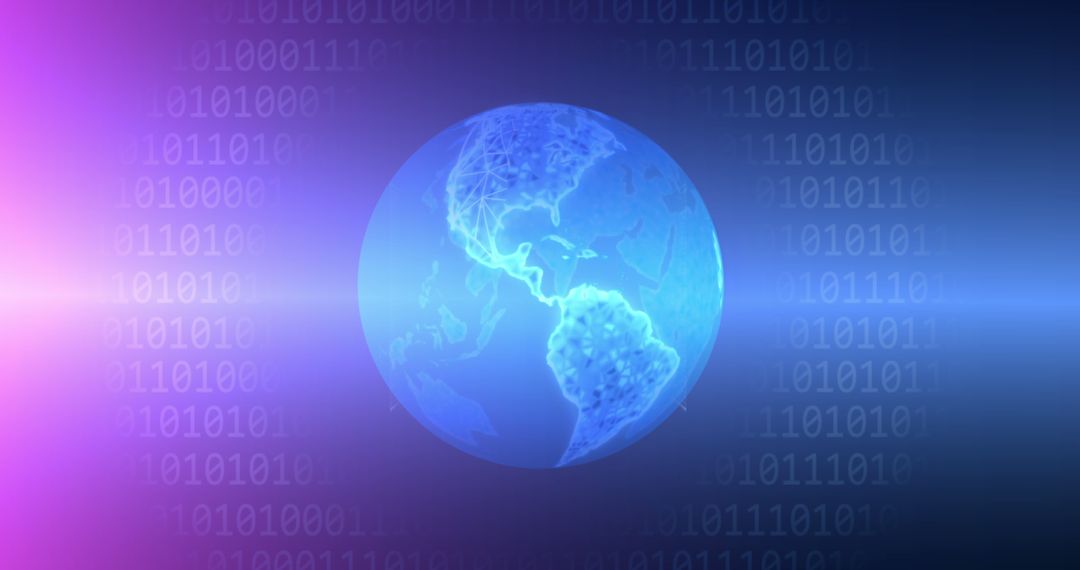 digital globe with binary code overlay on blue background - Free Images, Stock Photos and Pictures on Pikwizard.com