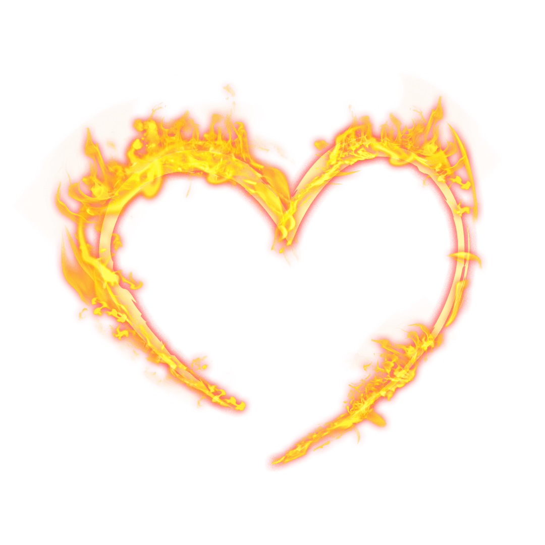 Transparent Flaming Heart Illustration for Creative Designs