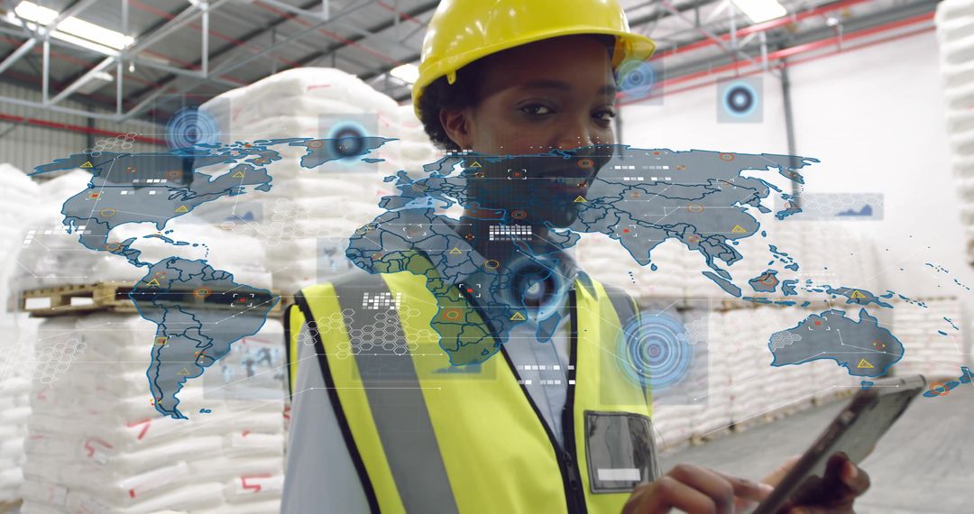 Warehouse Worker Using Digital Technology in Logistics Management