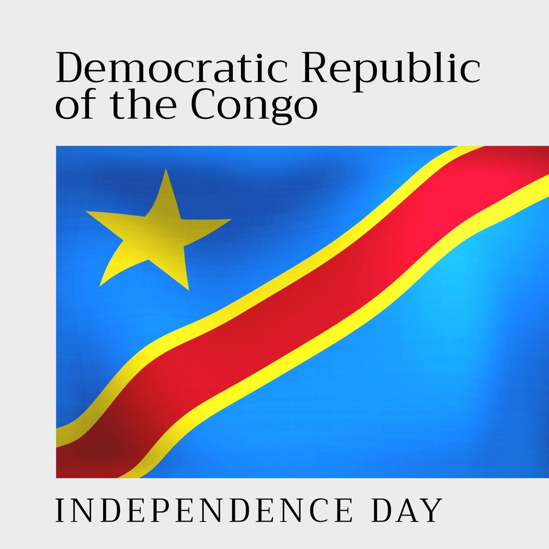 Democratic Republic of the Congo Flag with Independence Day Text