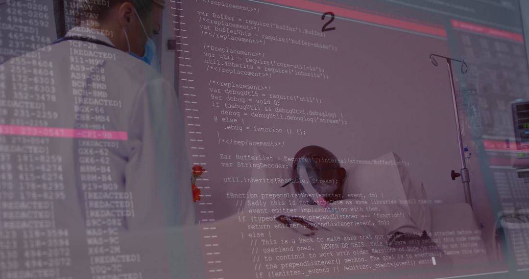 Medical Technology in Healthcare Setting with Patient and Coding Overlay