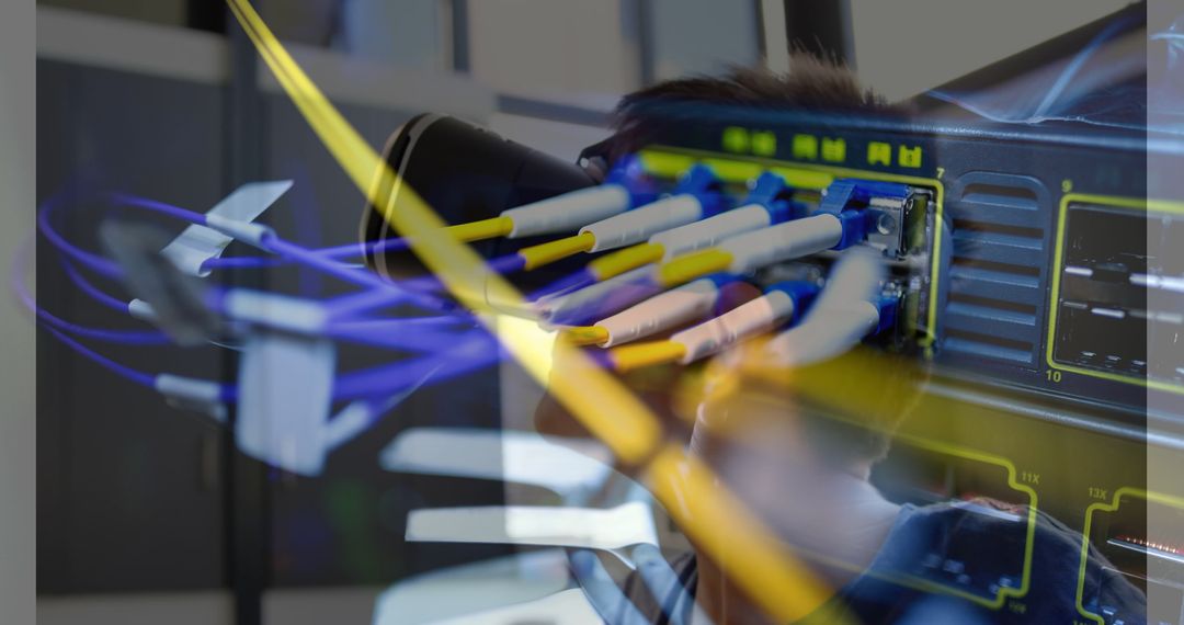 Young Professional Exploring Virtual Reality in a Server Room