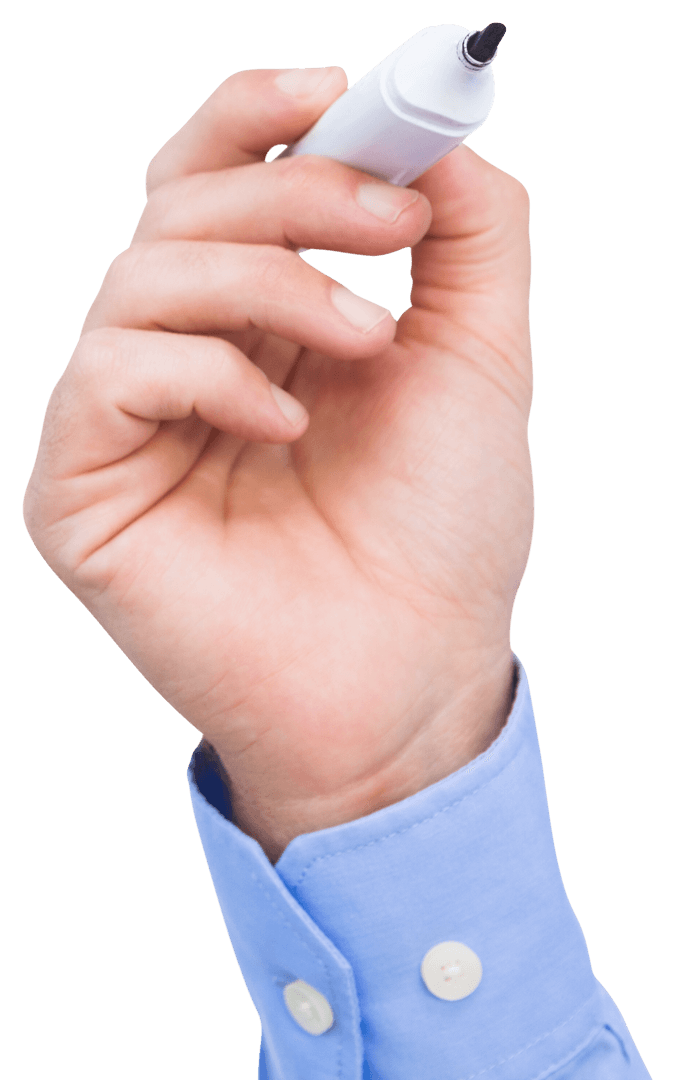 Transparent Hand Holding Marker Pen Isolated