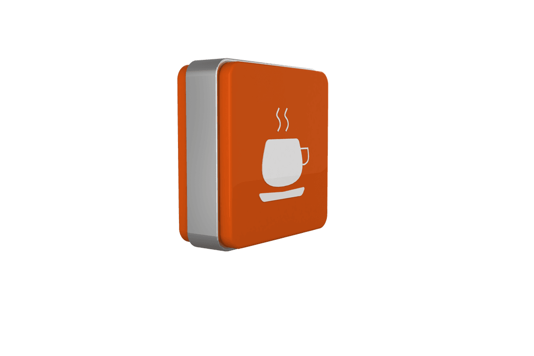 Red 3D Coffee Cup Icon on Transparent Background