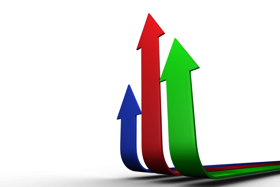 Colorful Arrows Pointing Upwards on Transparent Background