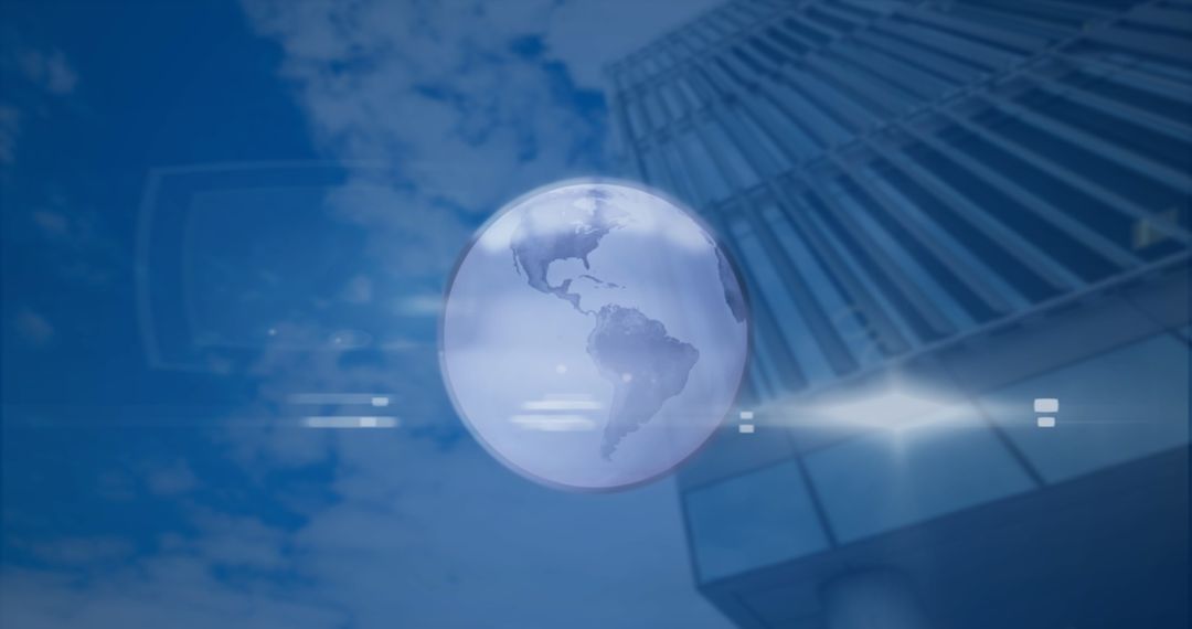 Spinning Globe with Futuristic Building Background