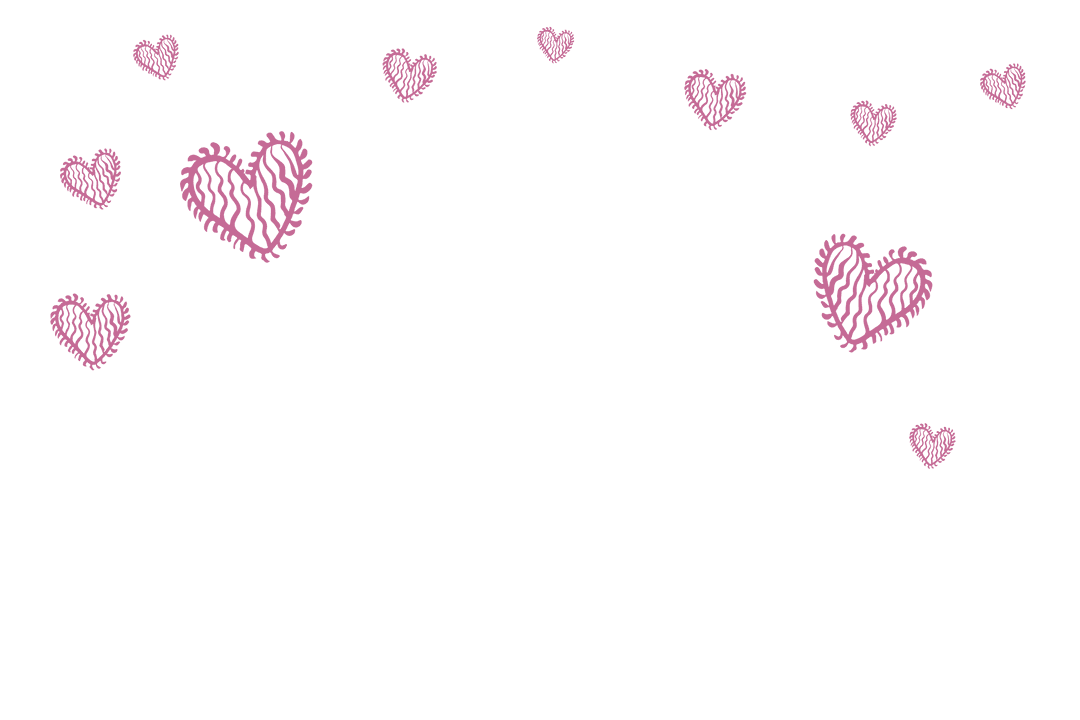 Purple Hearts Decorative Pattern on Transparent Background