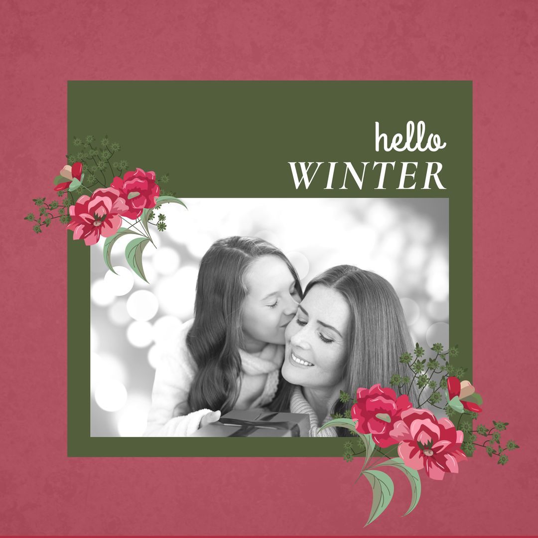 Mother and Daughter Embracing Winter Design