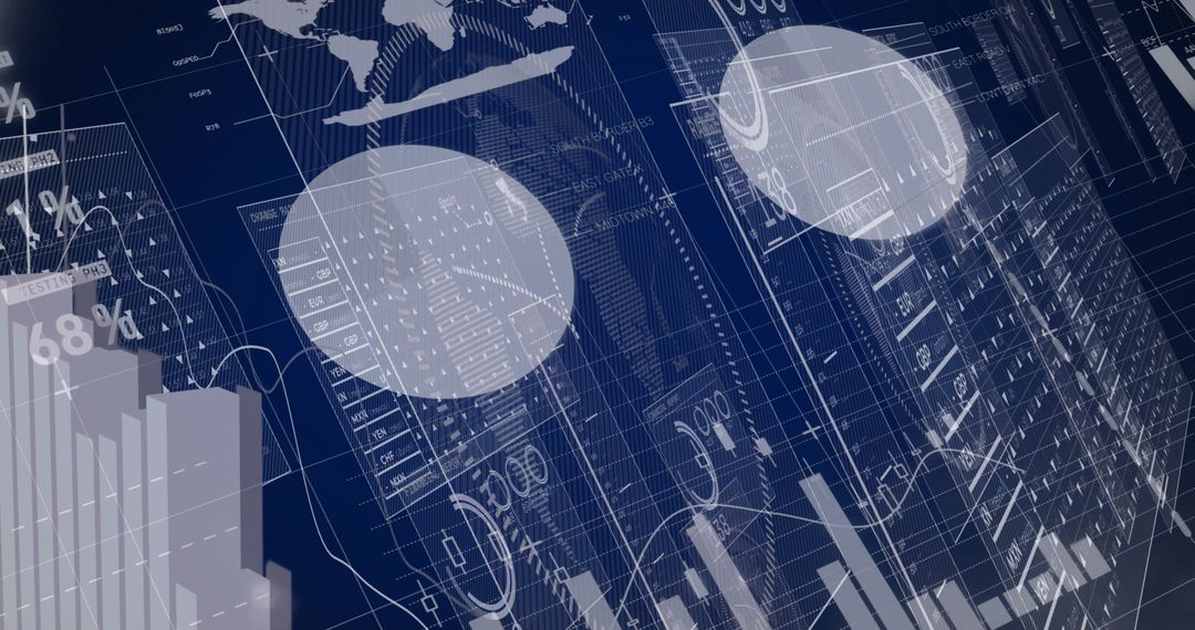 Digital Data Analytics on Blue Background