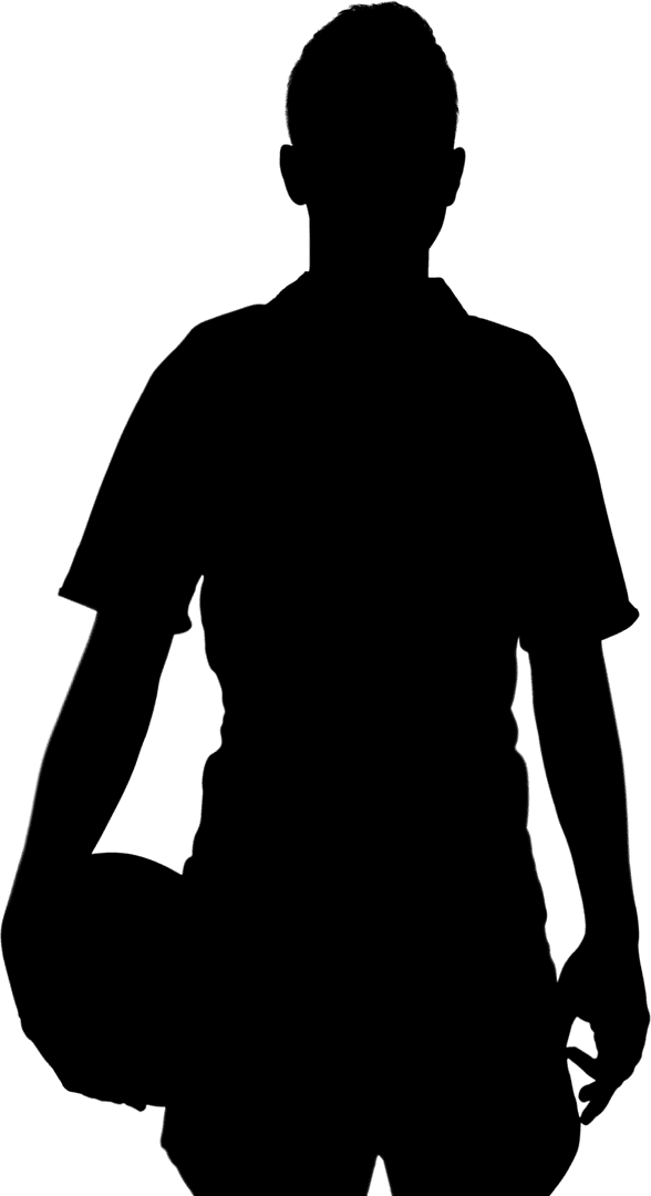 Transparent Male Silhouette Holding Basketball with Dynamic Stance