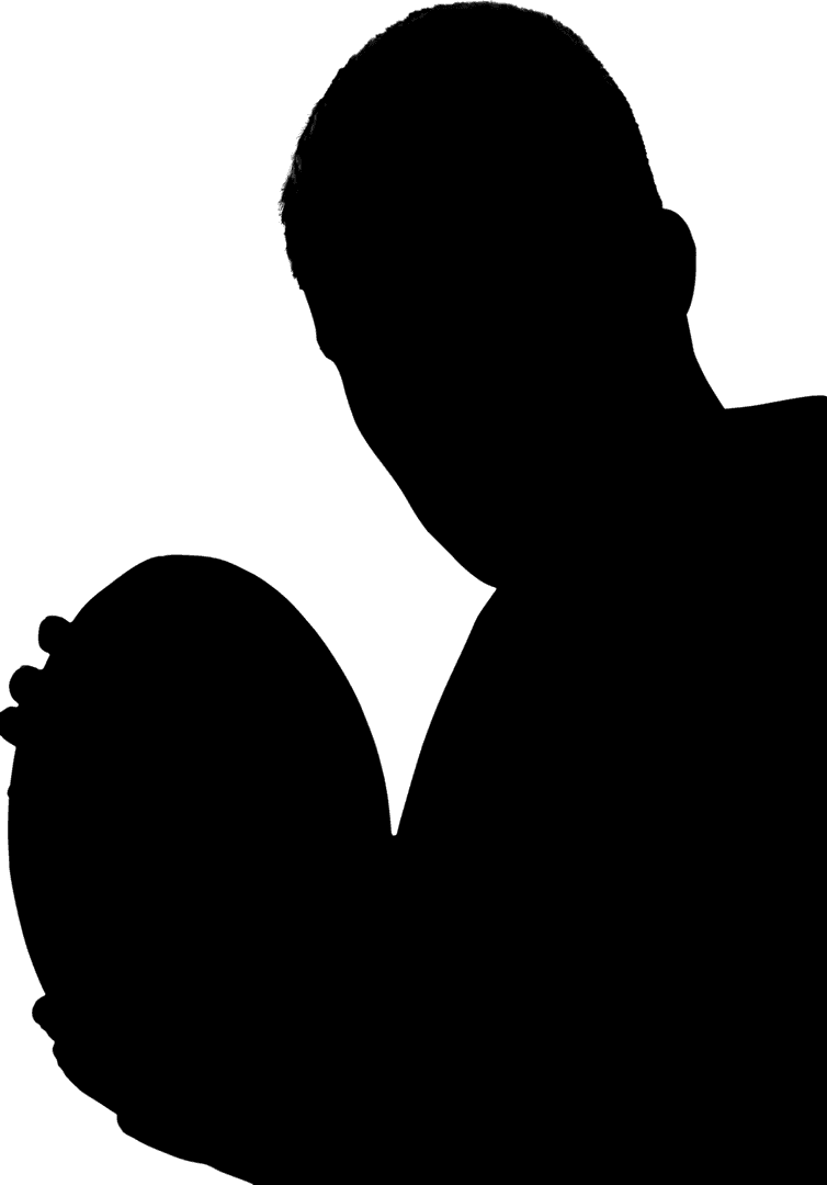 Transparent Rugby Player Gripping Ball in Spotlight