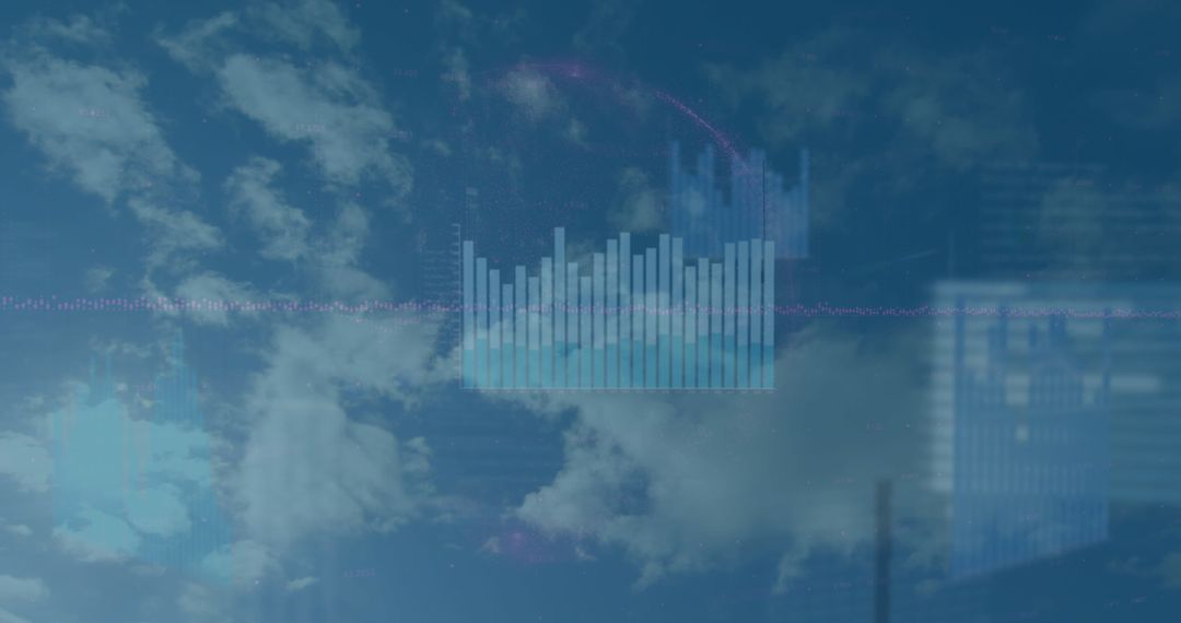 Digital Data Analysis Concept with Cloudy Sky Background