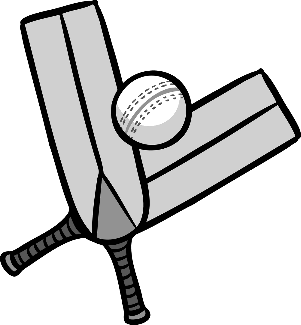 Transparent Vector of Cricket Equipment with Two Bats and Ball