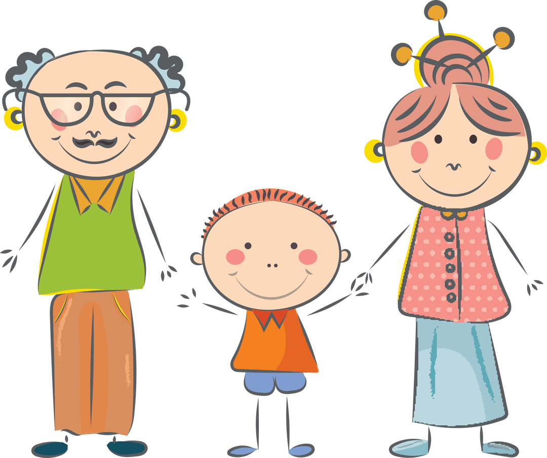 Digital Illustration of Happy Family on Transparent Background
