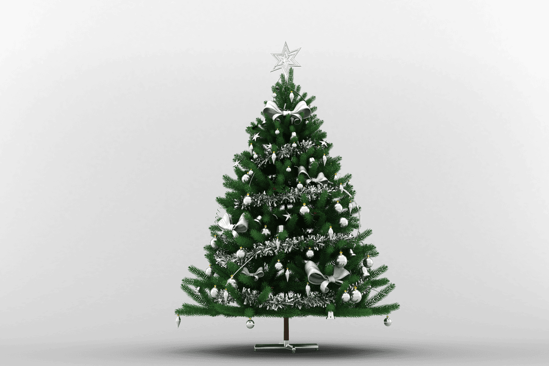 Transparent Christmas Tree with Ornaments on Black