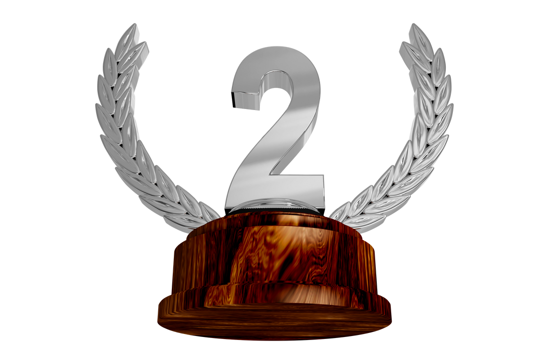 Transparent Second Place Trophy with Wooden Base and Metallic Wings - Download Free Stock Images Pikwizard.com