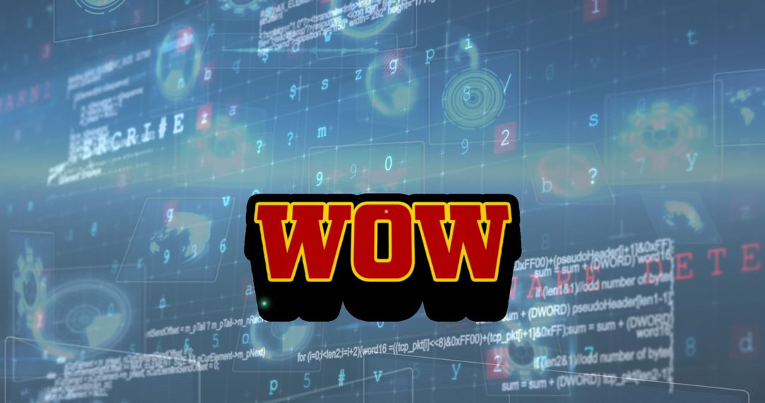 Wow Text Overlaying Digital Data Processing Visual