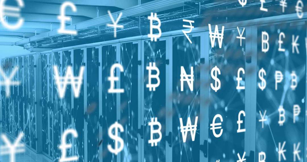 Global Digital Currency Symbols with Data Servers