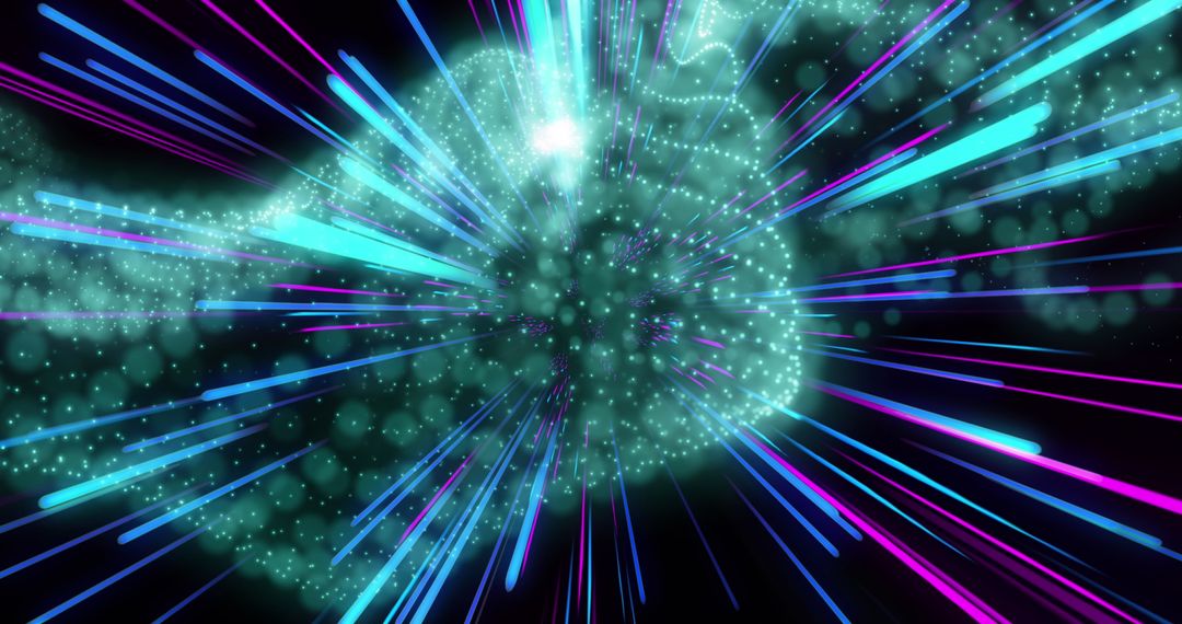 Glowing Futuristic Neon Light Streaks Exploring Technology Networks