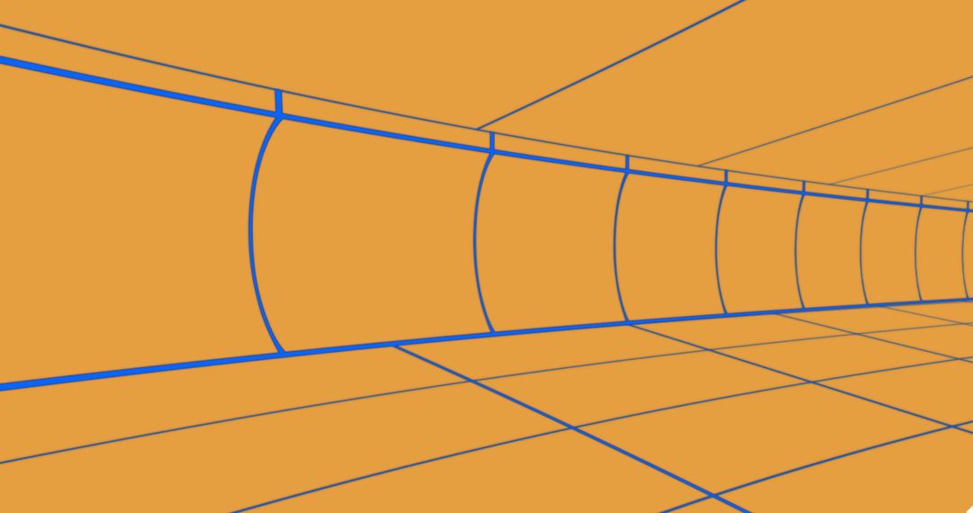 Abstract Digital Tunnel on Bright Orange Backdrop