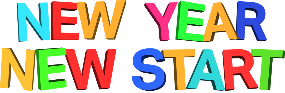 New Year New Start Text on Transparent Background