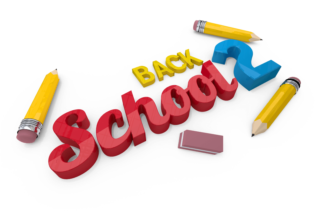 Back to School Creative Text with Pencils on Transparent Background