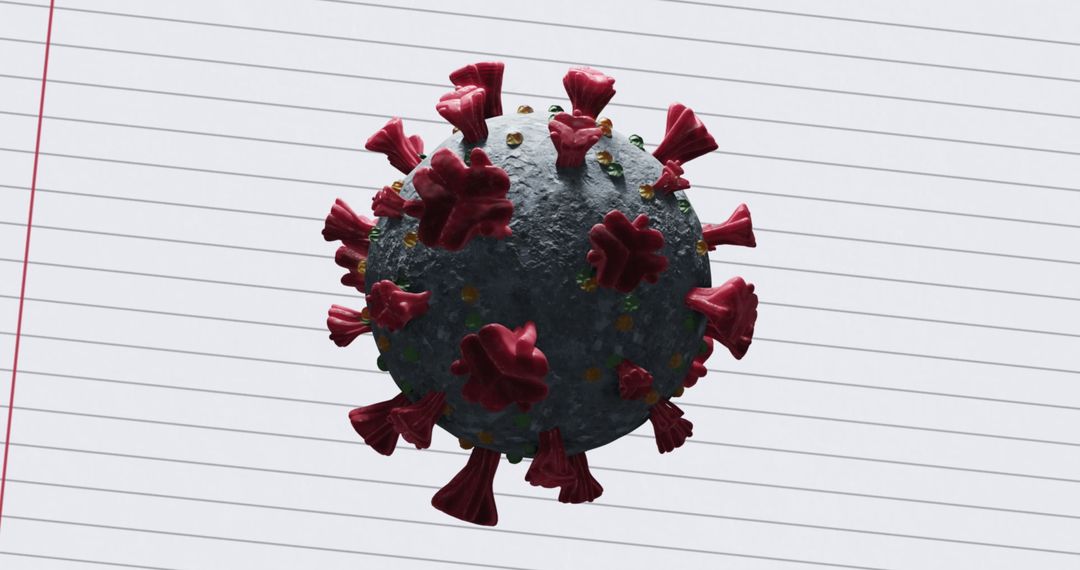 3D COVID-19 Virus Model against Notebook Background