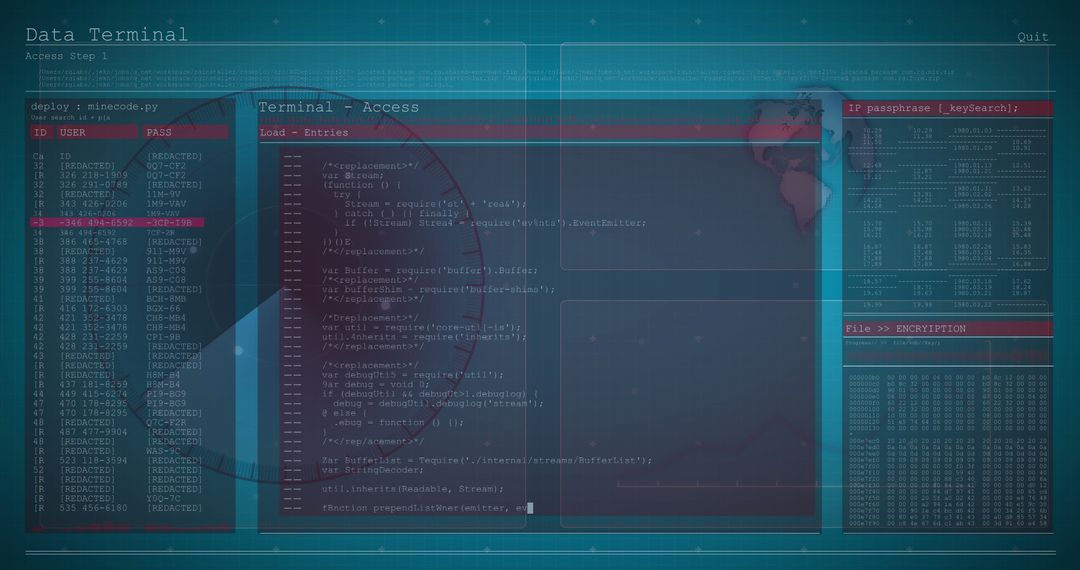 Digital Data Terminal with Code and Encryption Display - Free Images, Stock Photos and Pictures on Pikwizard.com