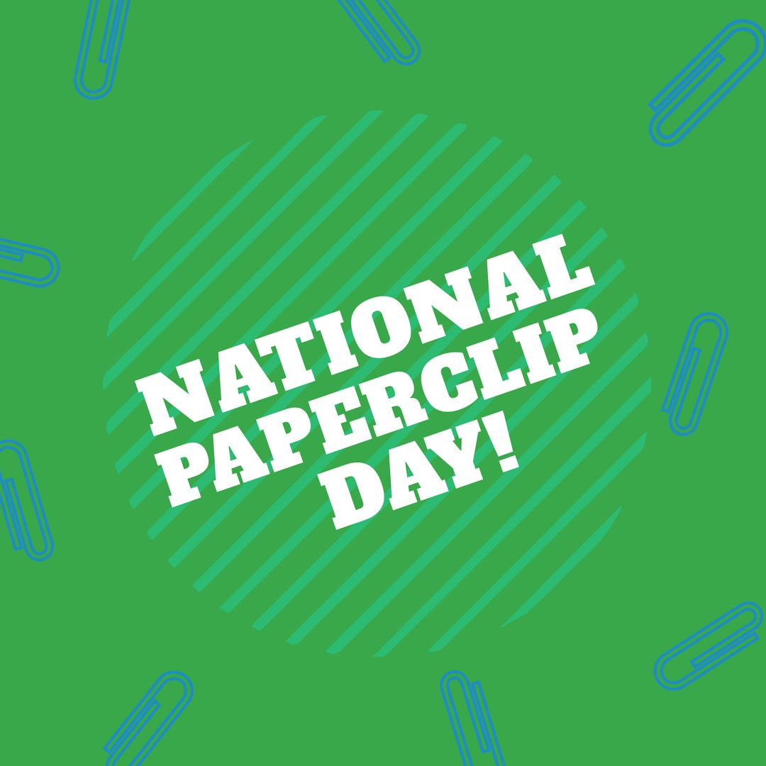 National Paperclip Day Celebration Design Green Background